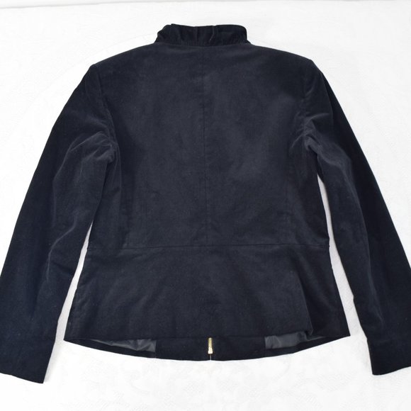 Jones New York Velvet Evening Cocktail Jacket Dress Ruffle V-neck Gold Zipper 12 - Picture 9 of 14